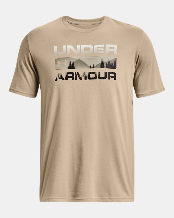 Men's UA Stacked Logo Fill T-Shirt in Brown image number 4